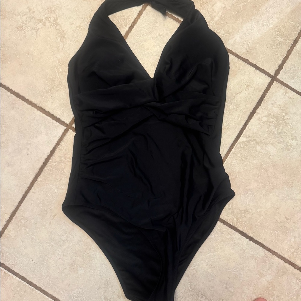 Elegant Black Halter Swimsuit